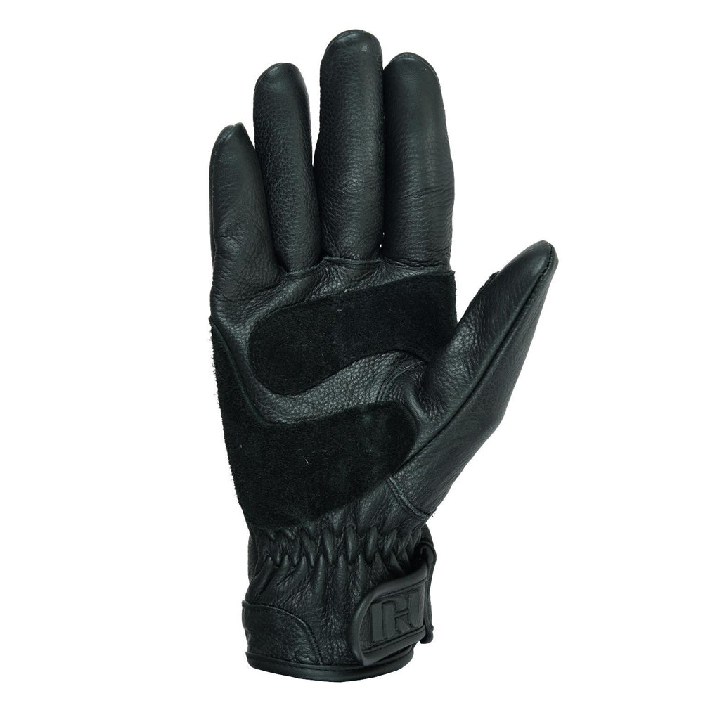 Black Leather Rigger Motorcycle Gloves