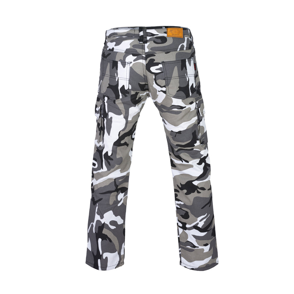 Men Motorcycle Cargo KEVLAR Pants Camo Grey/Black