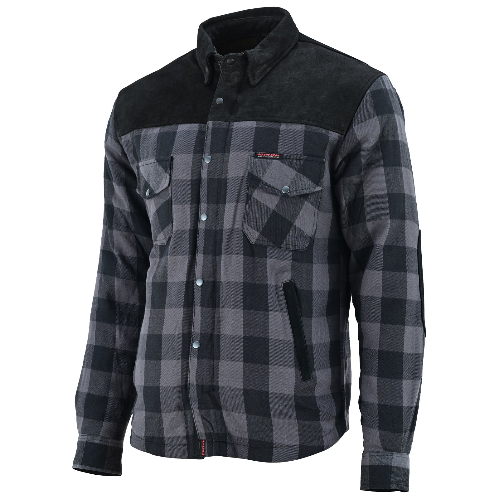 CE Rifster Lined with Kevlar Flannel Motorcycle Shirt Leather outside Pockets