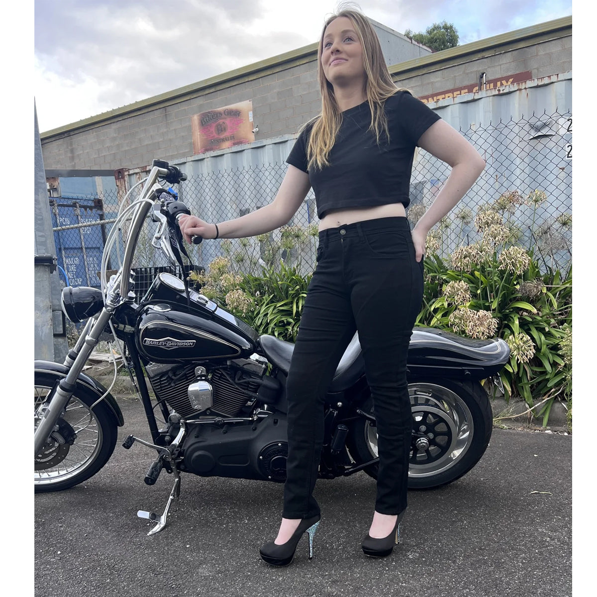 Womens Classic Motorcycle Kevlar Jeans Black