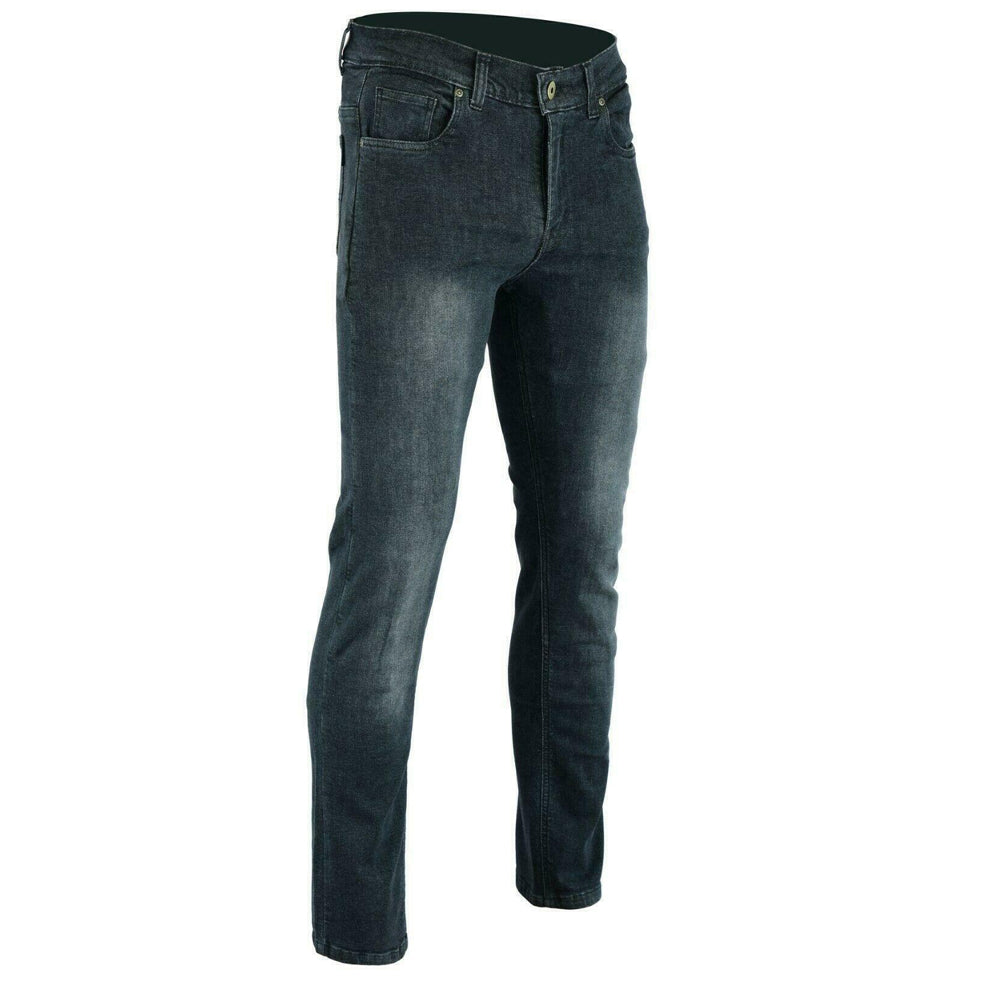Mens Highway Stretch Denim Protective Lined With Kevlar Motorcycle Jeans Grey