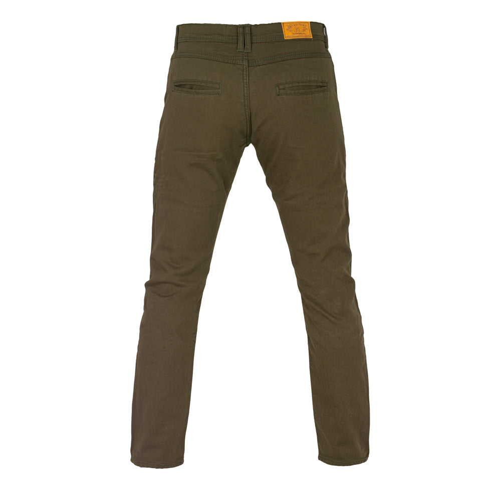 Stork Motorcycle Kevlar Lined Chinos Pants Khaki Green Stretch