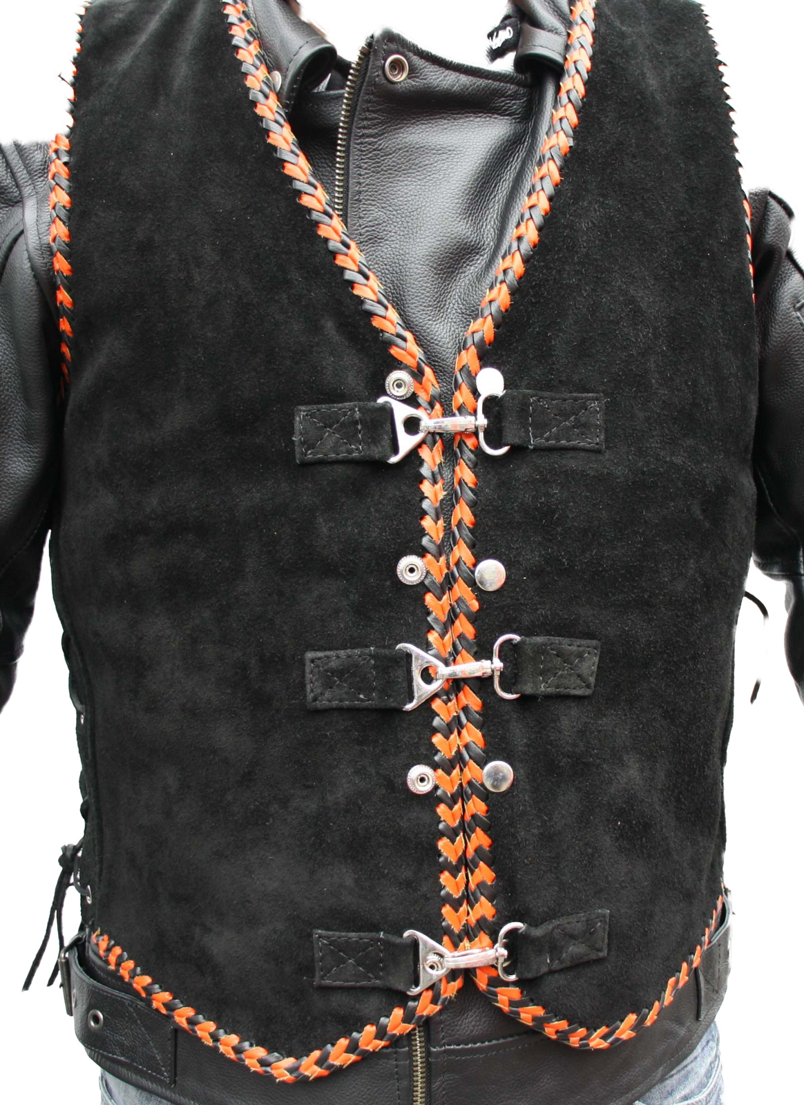 Aero Motorcycle Suede Vest Black/Orange