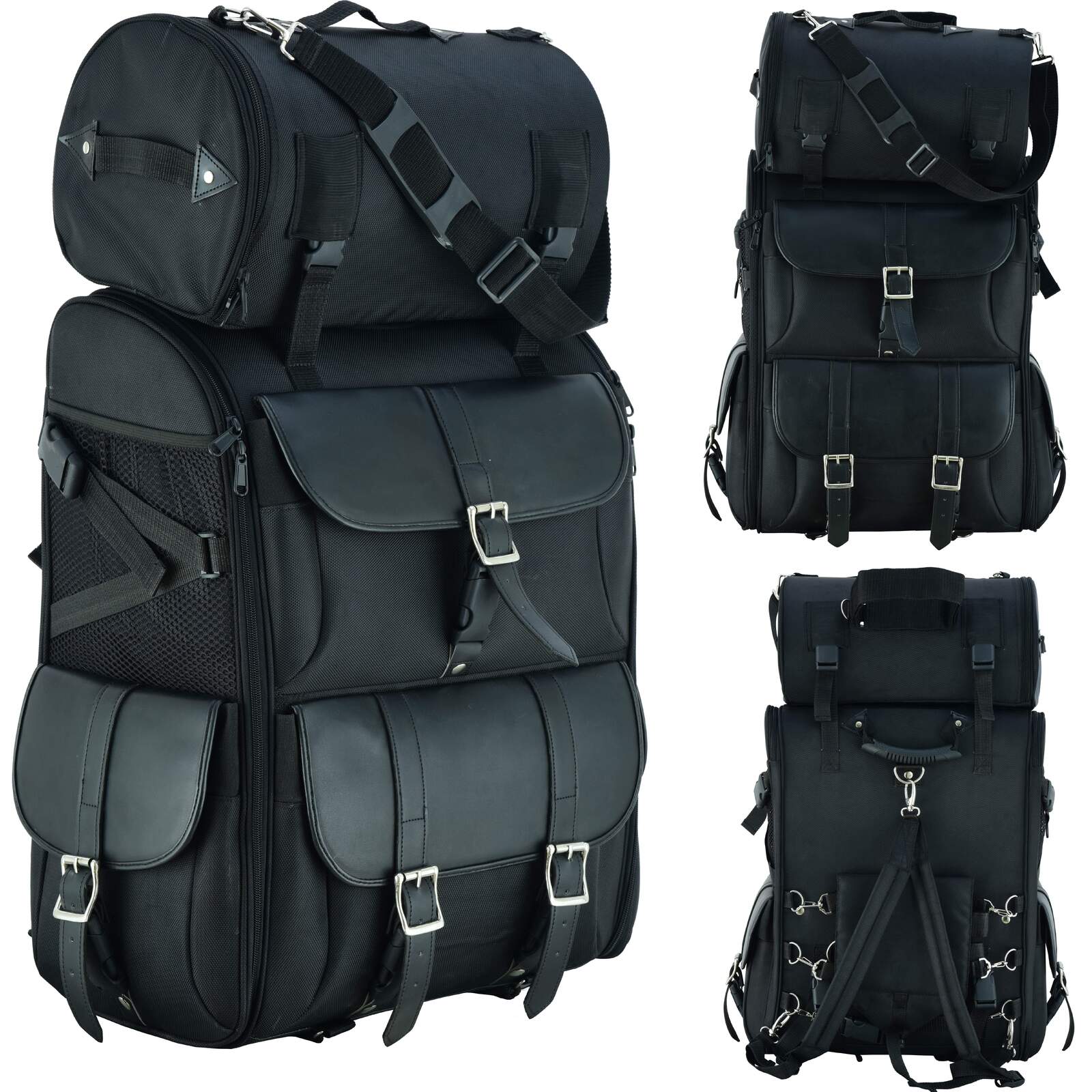 2 Piece Deluxe 3500 Motorcycle Sissy Bar Bag PLIAN