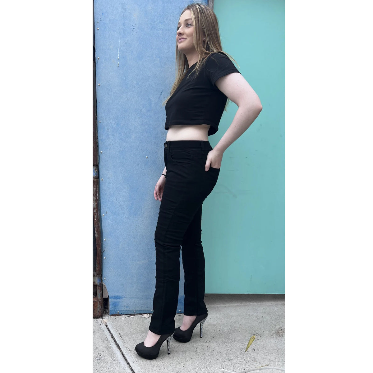 Womens Classic Motorcycle Kevlar Jeans Black