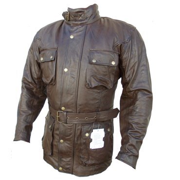 Trail Master Waxed Motorcycle Leather Jacket Brown