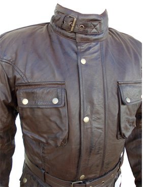 Trail Master Waxed Motorcycle Leather Jacket Brown