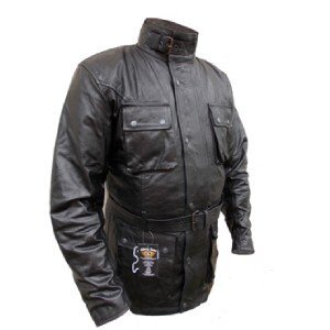 Trail Master Waxed Motorcycle Leather Jacket Black