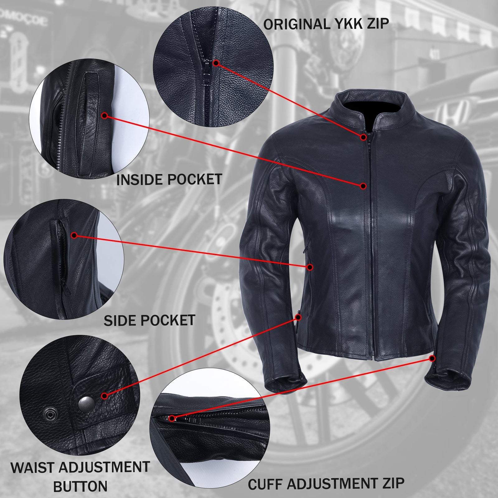 Zena Women Motorcycle Soft Fit Leather Jacket