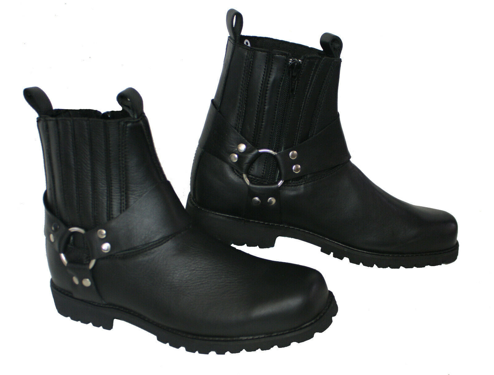Rebel Harness Short Leather Biker Boots
