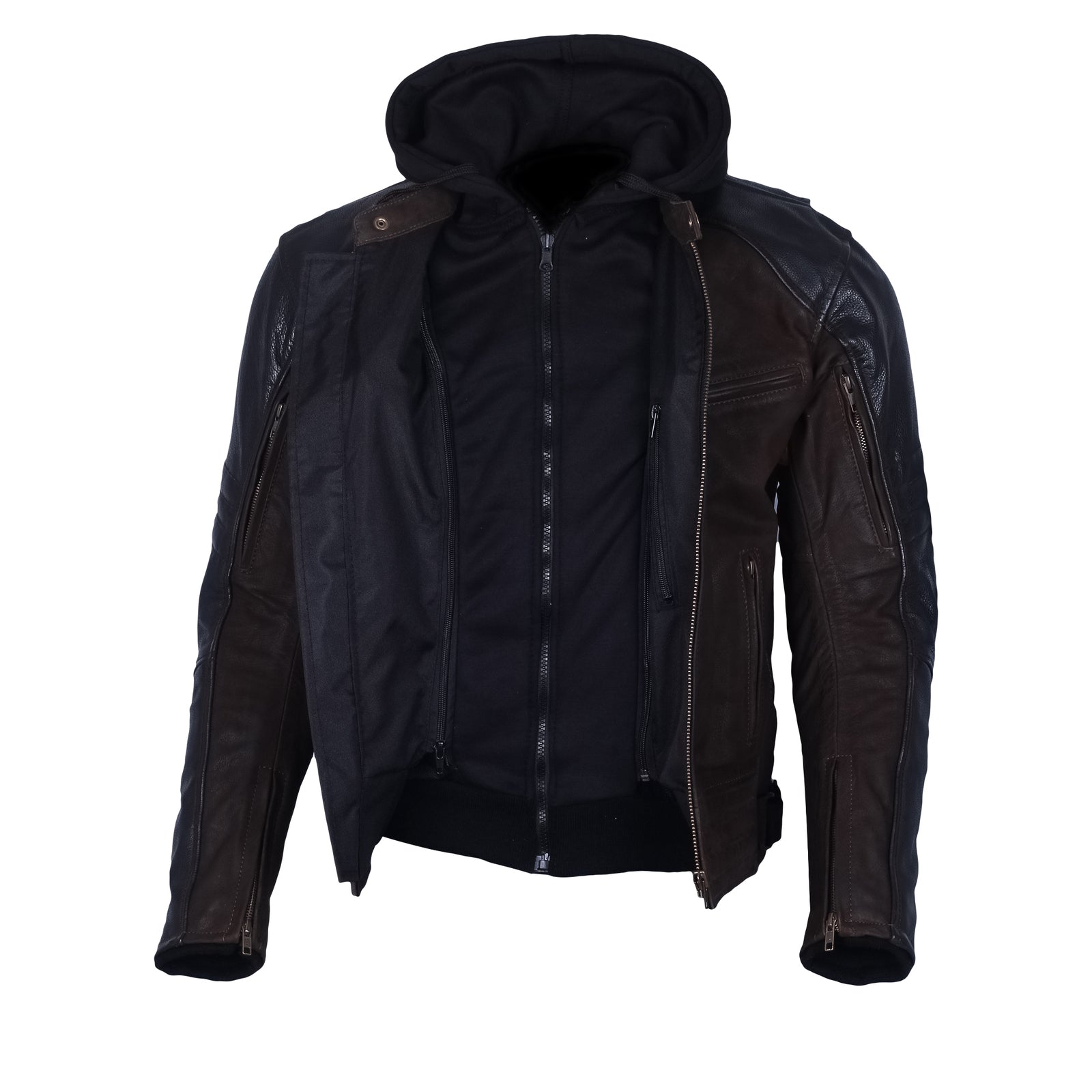 Mens Premium Nubuck Leather Jacket Sons Anarchy Brown black