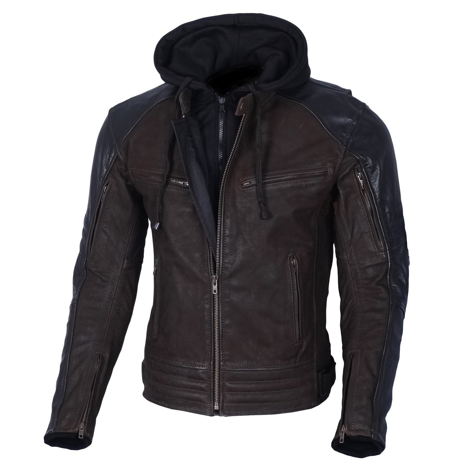 Mens Premium Nubuck Leather Jacket Sons Anarchy Brown black