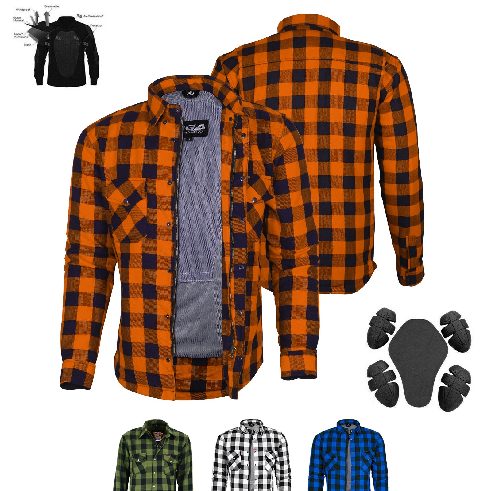 Exo Protective Lined with Kevlar Motorcycle Shirts