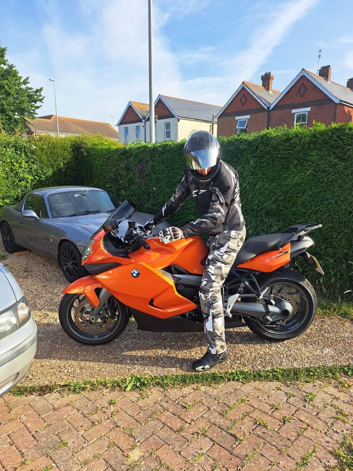 Men Motorcycle Cargo KEVLAR Pants Camo Grey/Black