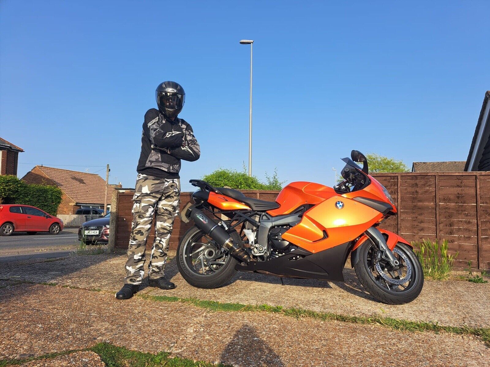 Men Motorcycle Cargo KEVLAR Pants Camo Grey/Black