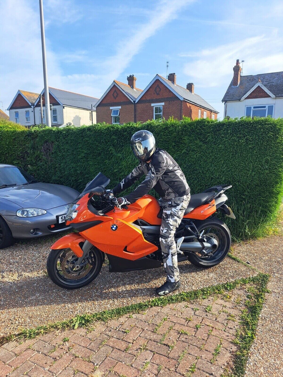 Men Motorcycle Cargo KEVLAR Pants Camo Grey/Black