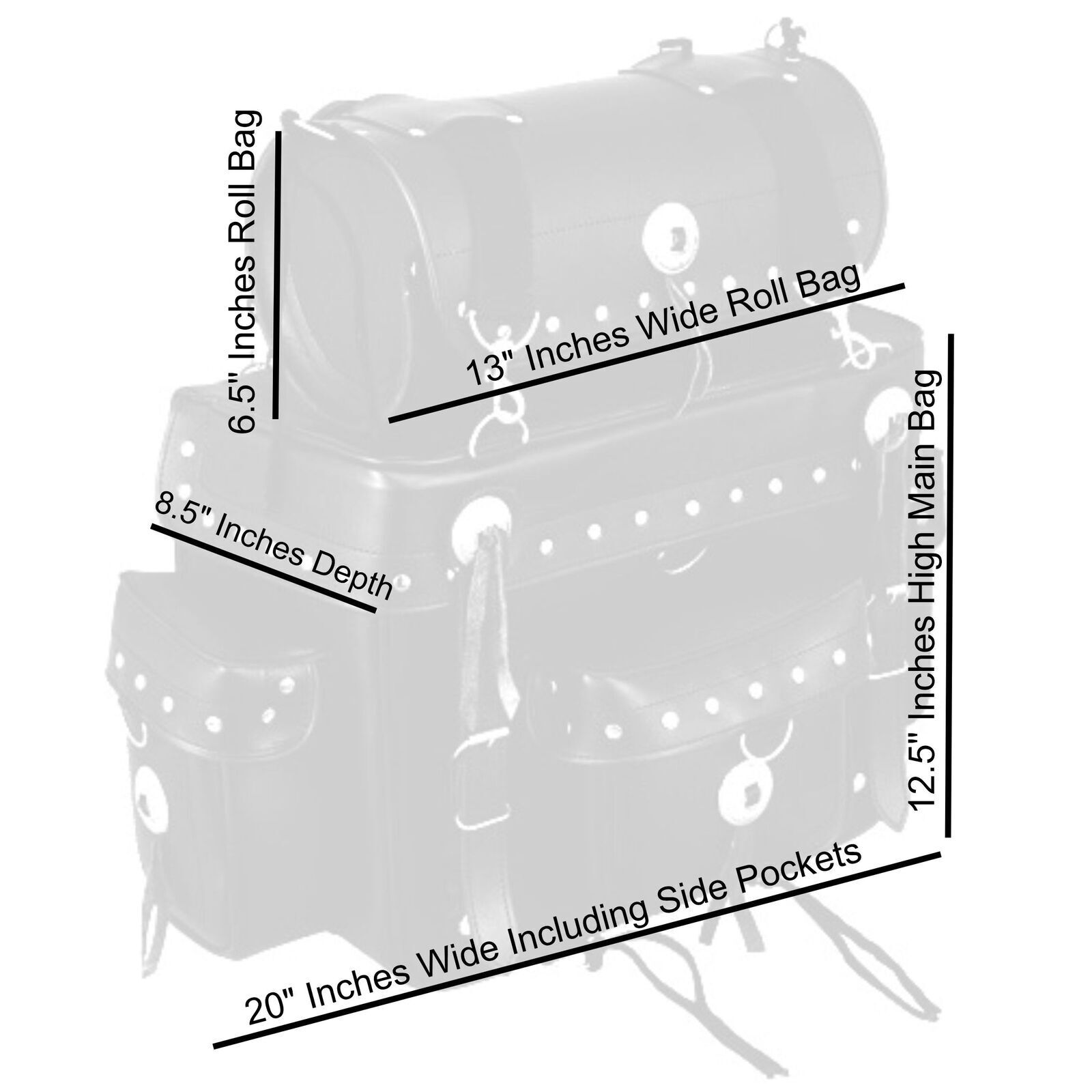 2PC Tek Leather Motorcycle Sissy Bar Bag Plain No Studs