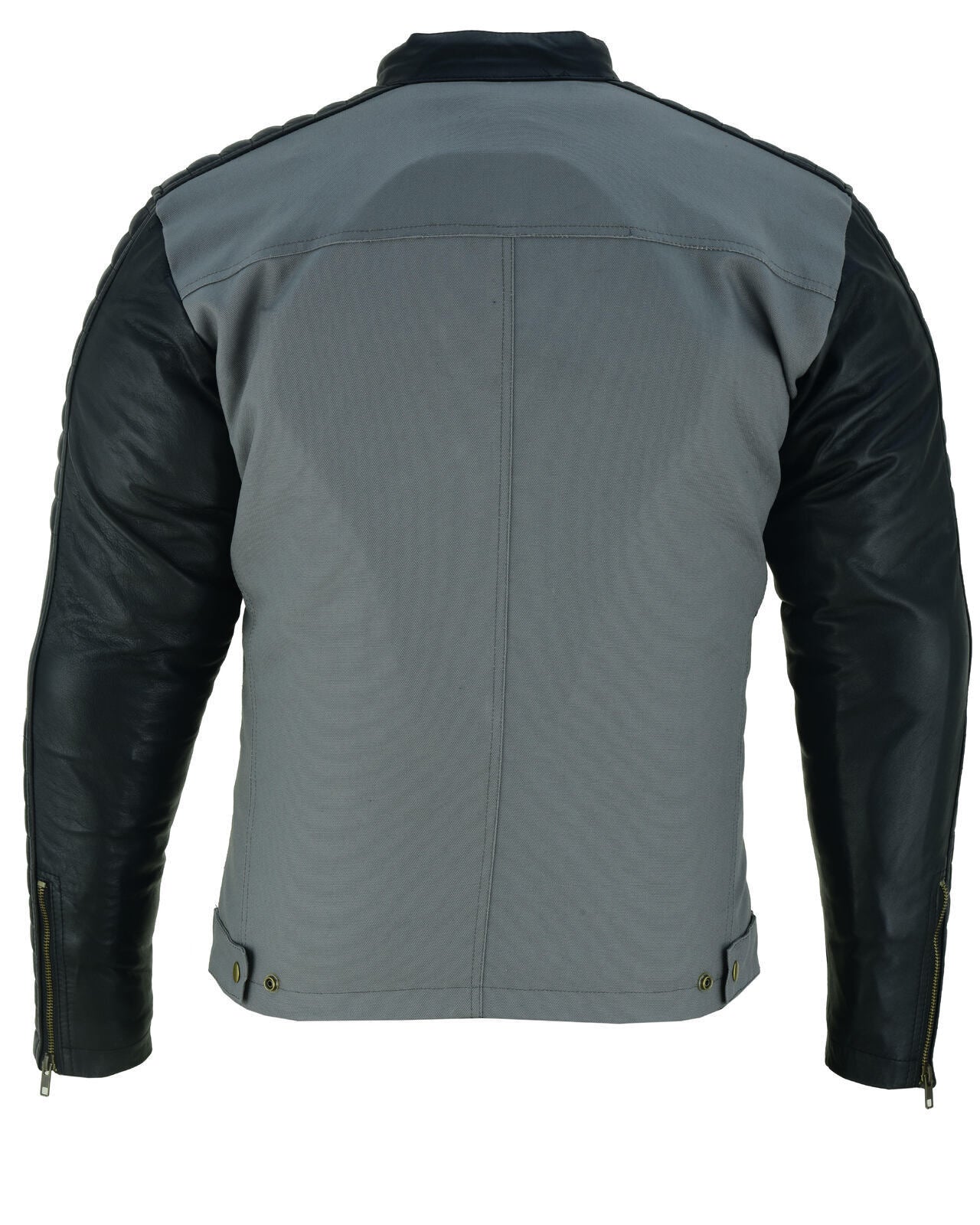 Mens Canvas Duo Urban Leather Motorcycle Jacket