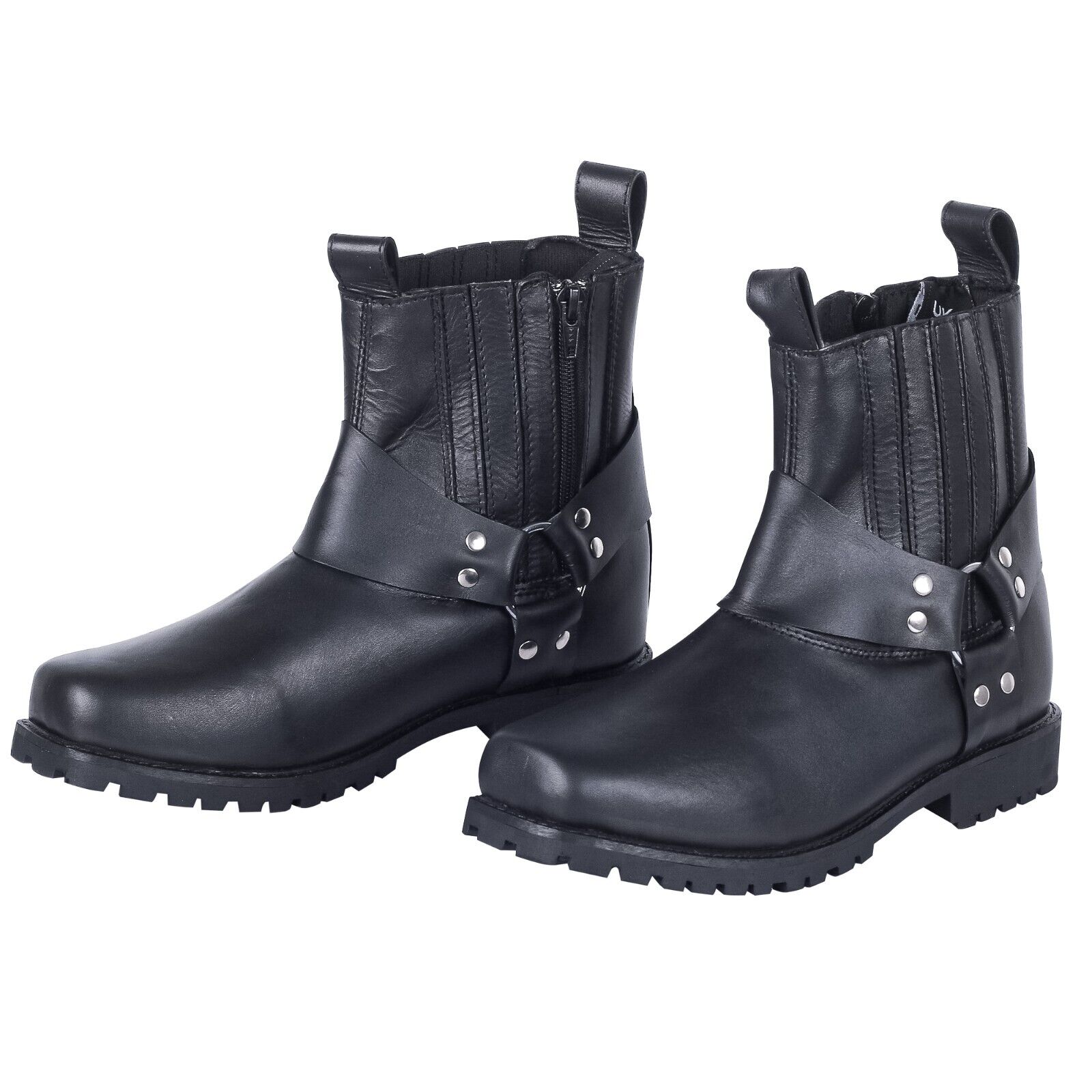 Rebel Harness Short Leather Biker Boots